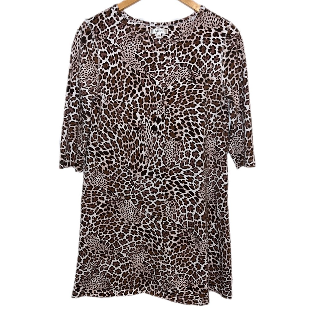 TYLER BOE Leopard // Cheetah Print 3/4 Sleeve Mini Dress Size Medium